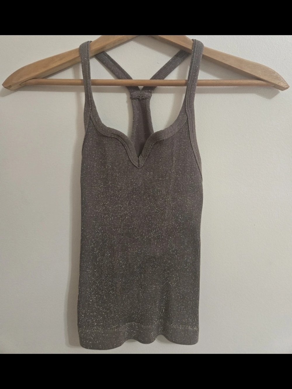 Free People Happiness Runs‎ Lurex Sweetheart Crop Tank M/L Stretchy Copper Mauve